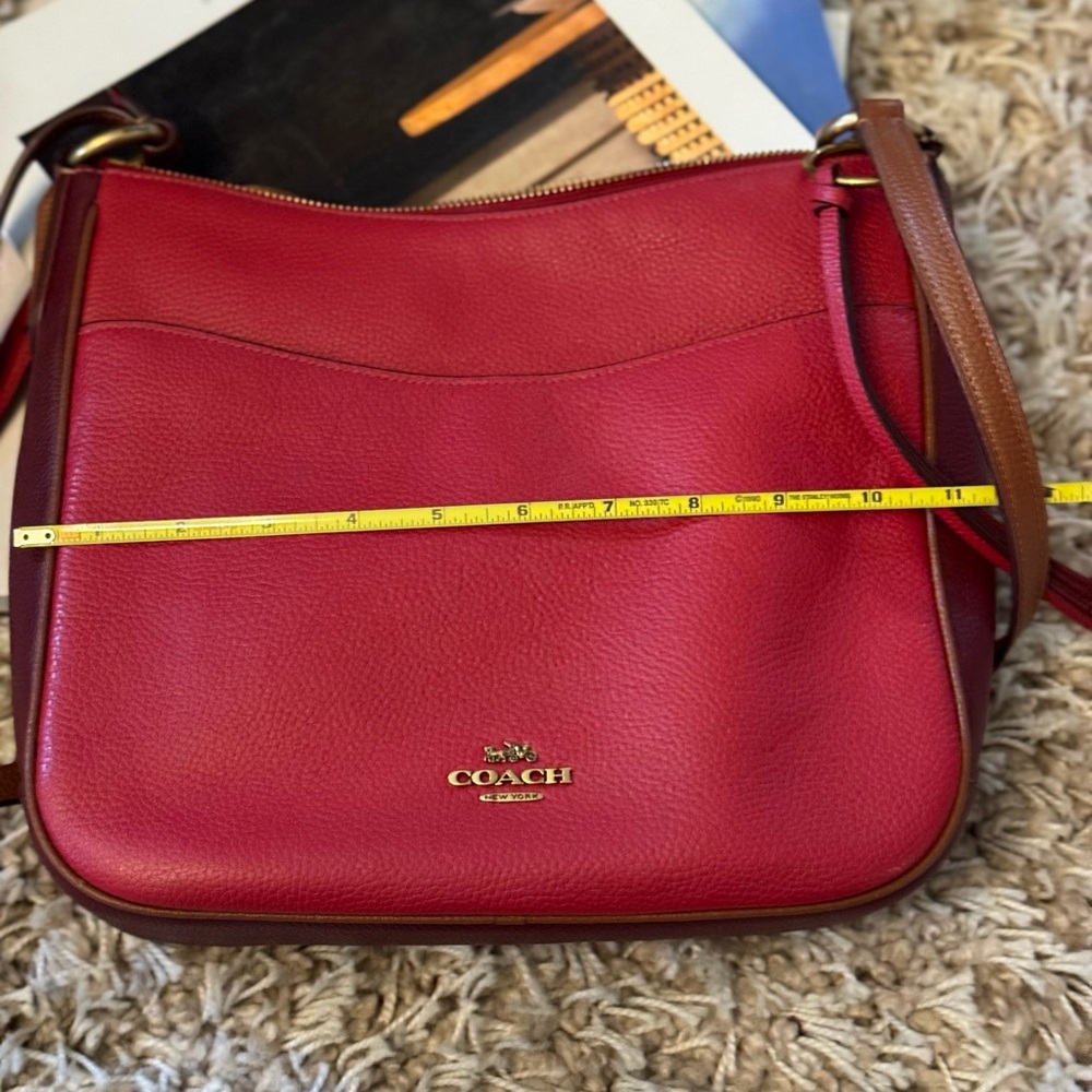 Like New Coach Chase Red Leather Crossbody Bag - Picture 6 of 6